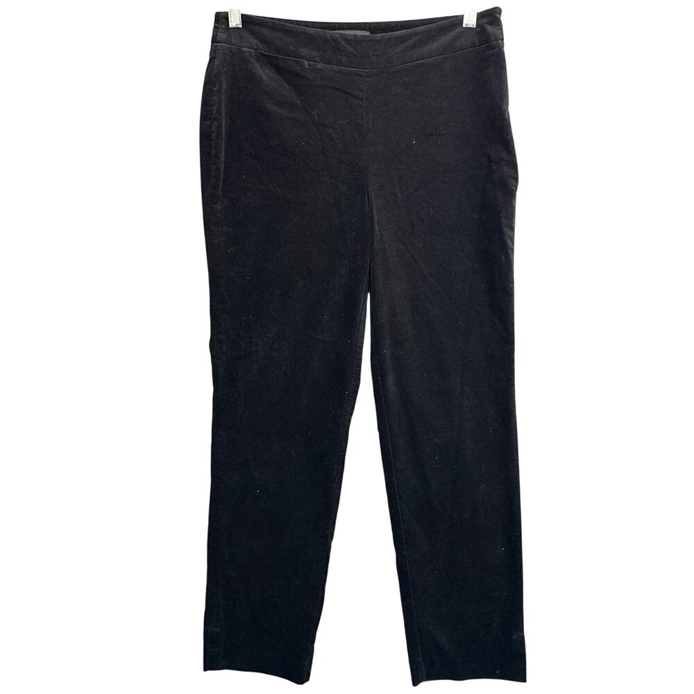 Talbots Black Stretch Velvet Side Zip Dressy Skinny Ankle Pant Women 6